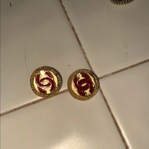 Chanel buttons the CC is red bought in a secondhand store in Paris